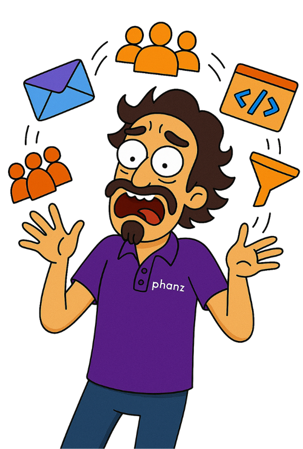 A stressed owner juggling ten different app logins