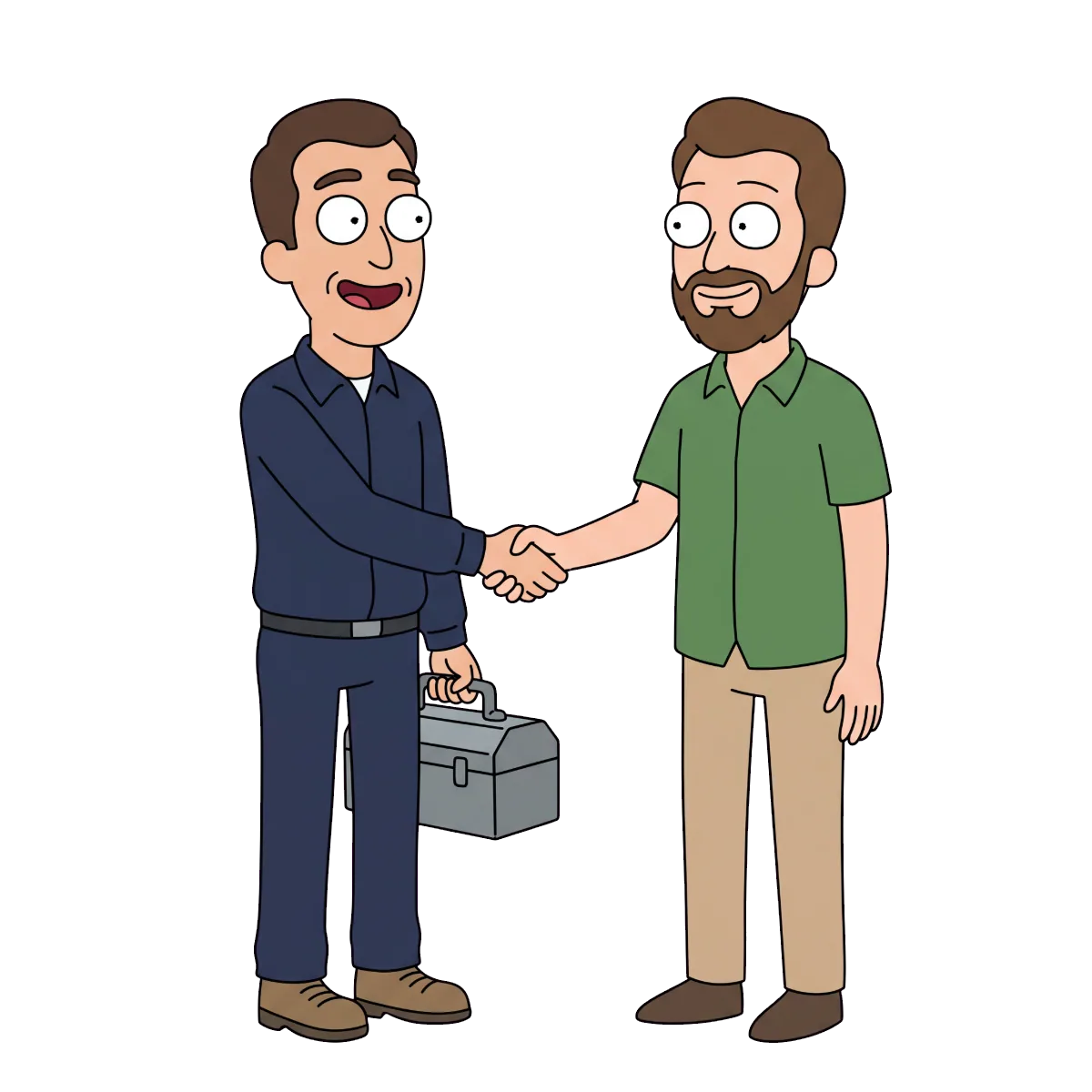 An HVAC tech shaking hands with a homeowner