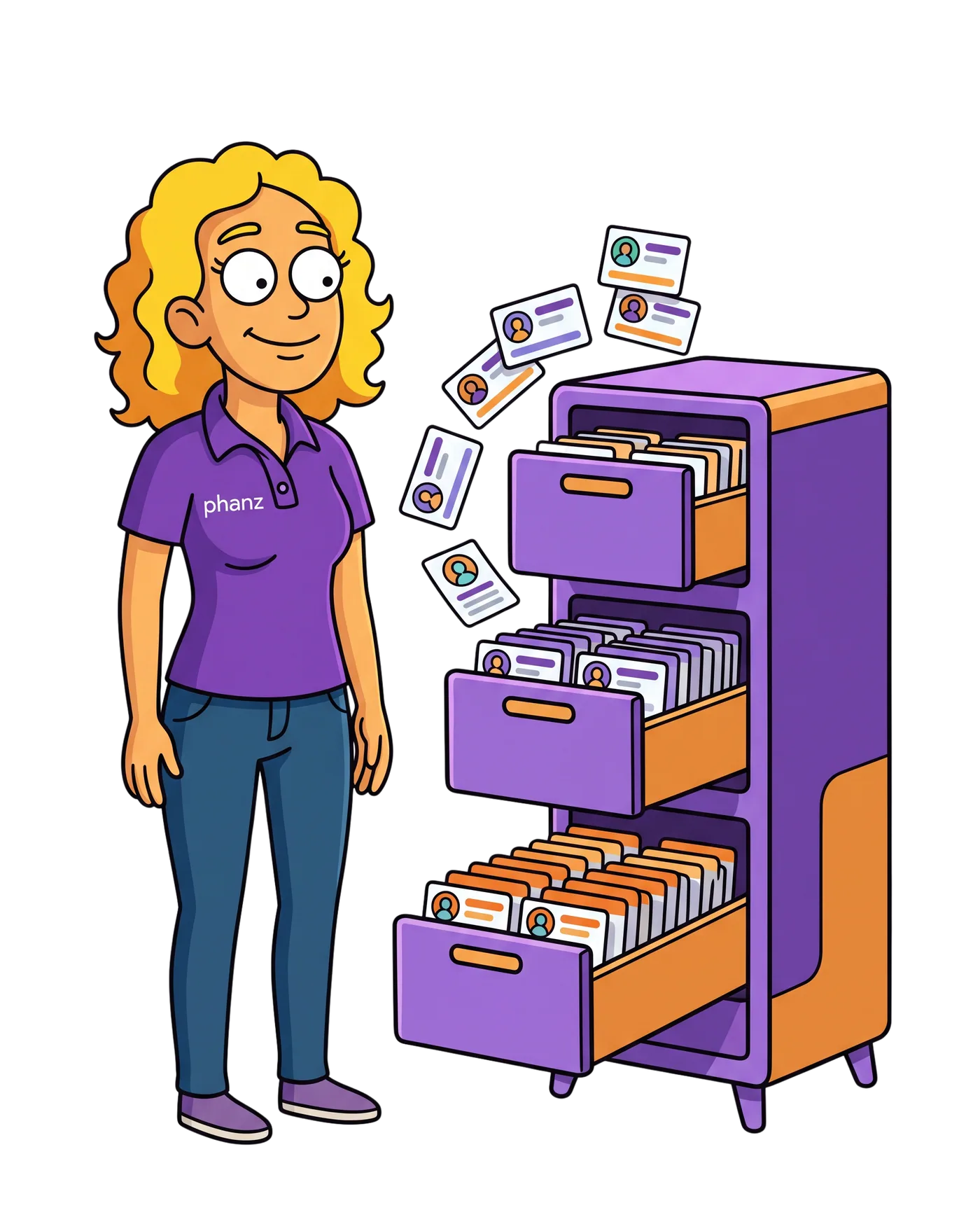 Janet sorting contacts in the CRM
