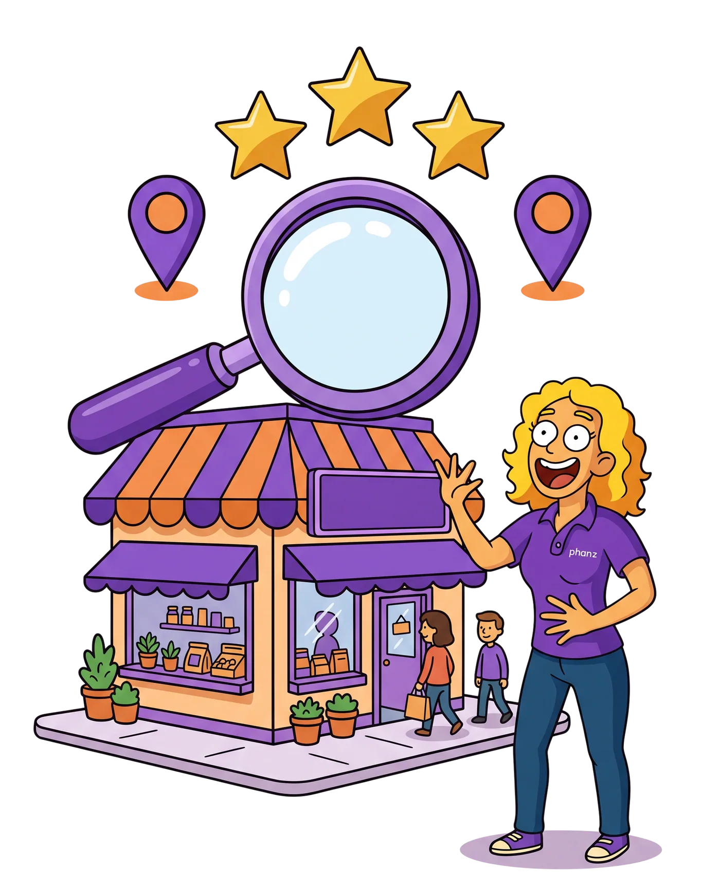 Janet helping customers find a local business