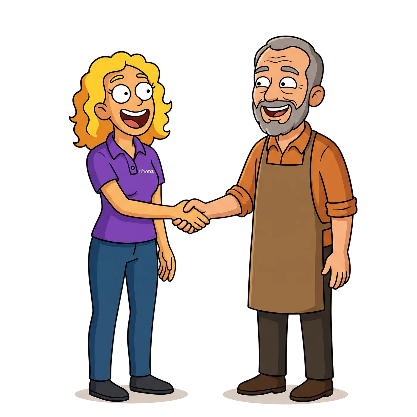 Janet shaking hands with a business owner taking on advanced services