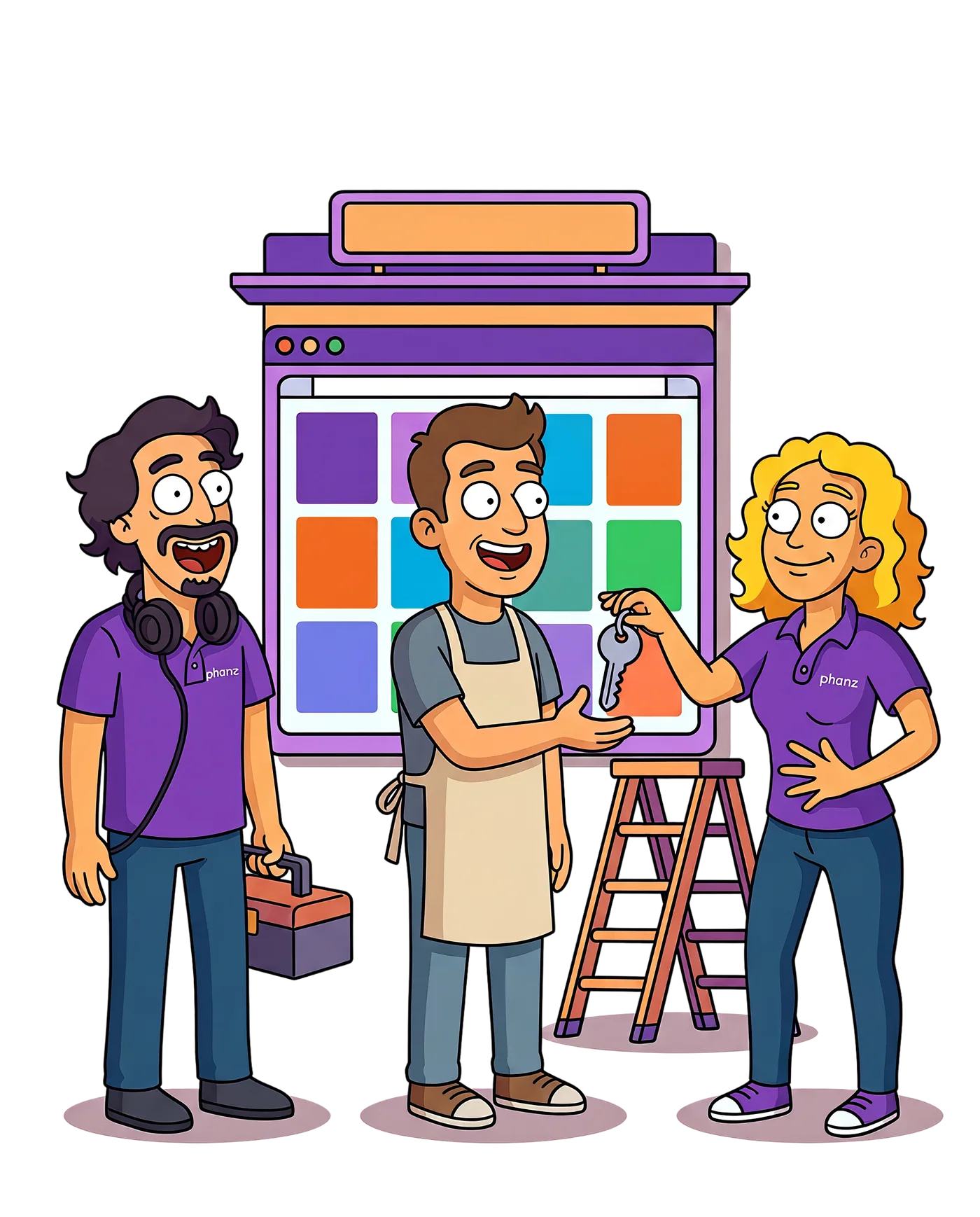 Janet and Rico handing over a new business online